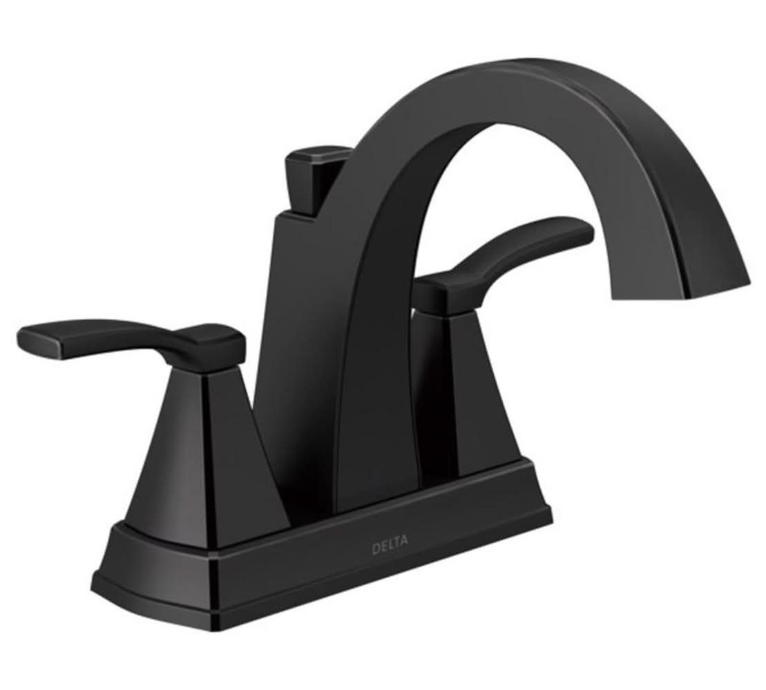 Delta Flynn Matte Black Traditional Centerset Bathroom Sink Faucet 4 In.