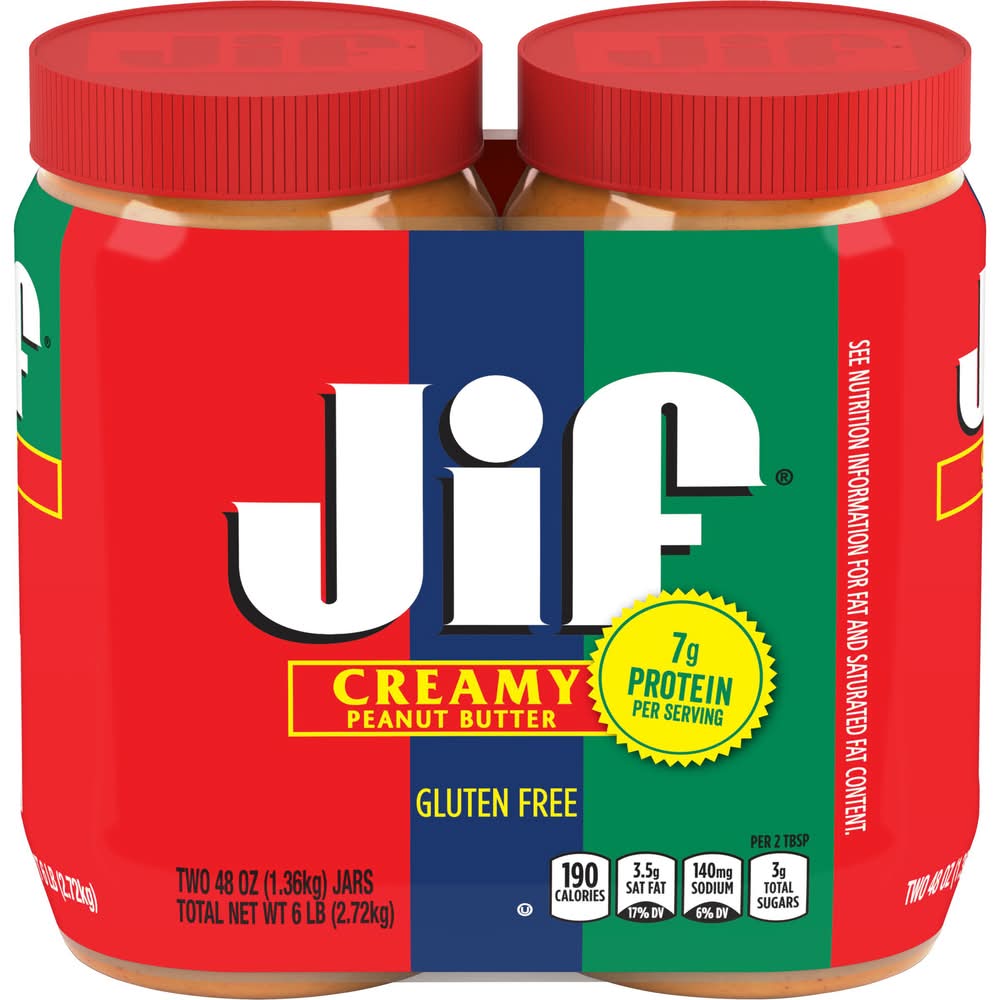 Jif Creamy Peanut Butter (2 x 3 lbs)
