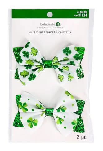 Shamrock Bow Hair Clips, 2Ct. By Celebrate It