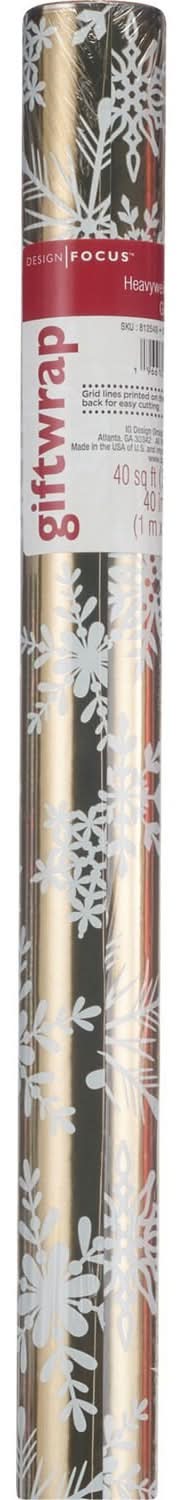 Design Focus Heavyweight Foil Gift Wrap, Assorted Designs, 40 Sq Ft
