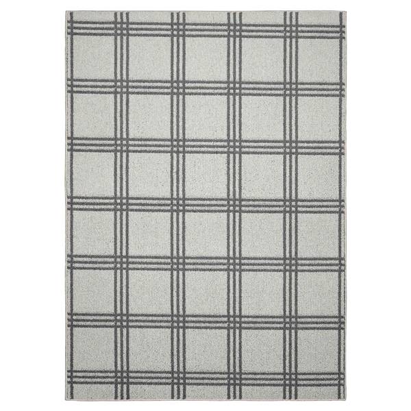 Pure Plaid Scatter Rug, Silver/Cinder, 20 x 34 in