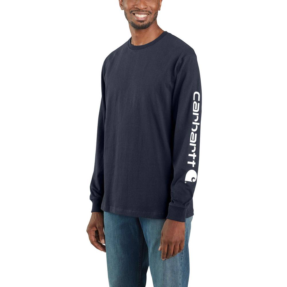 Carhartt Men's Blue Knit Long Sleeve Solid T-shirt (X-large) | K231-NVYXLREG