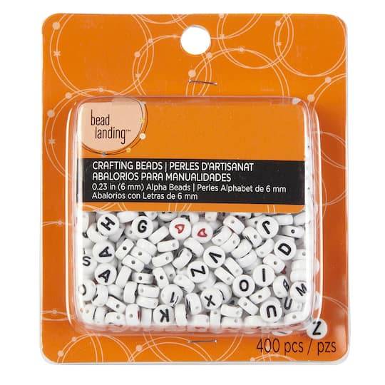 Bead Landing Alphabet Crafting Beads, 0.23", White (400 ct)