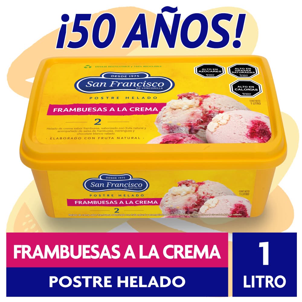 San Francisco de Loncomilla · Frambuesas a la crema postre helado (1 kg)