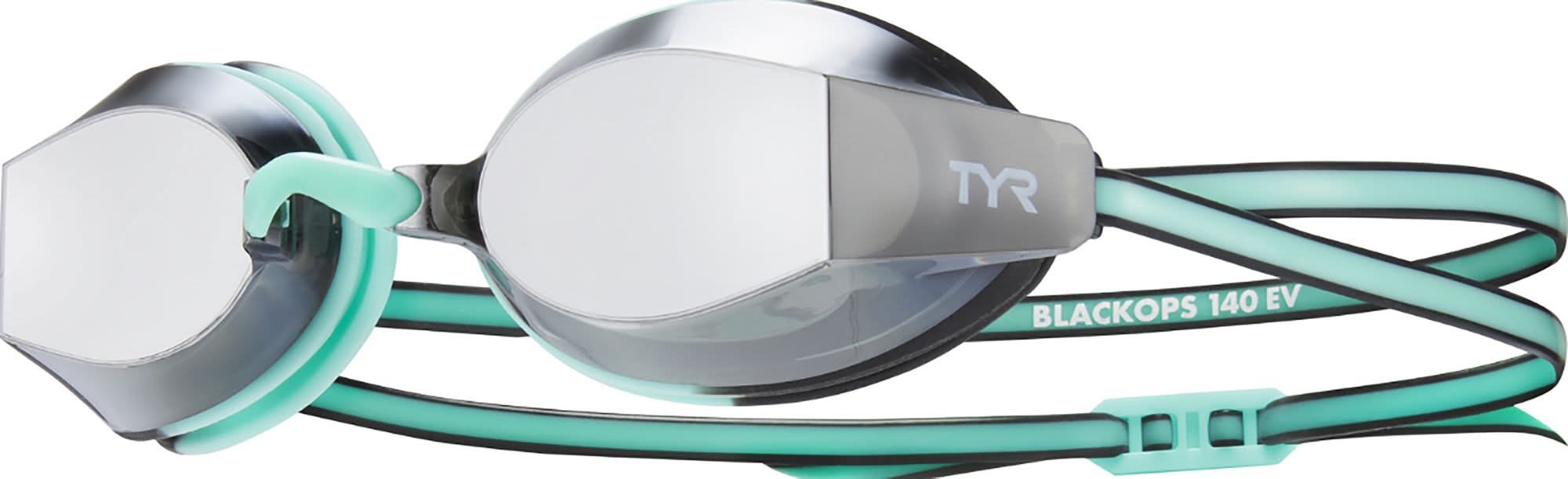 TYR Women's Black Ops 140 EV Mirrored Racing Swim Goggles (Silver/Mint)