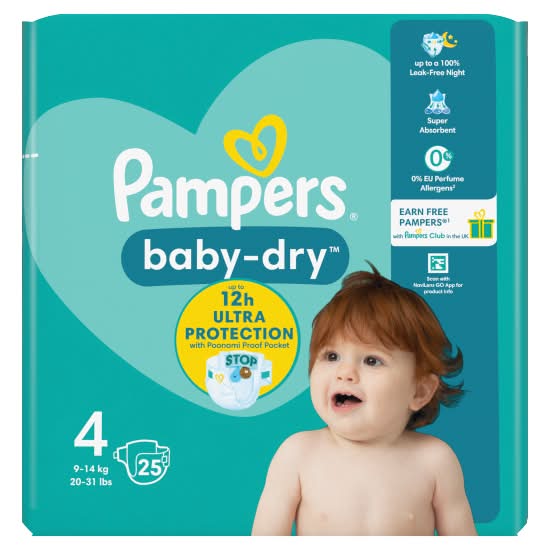 Pampers Stage 4, Baby-Dry Diapers (25 pack)