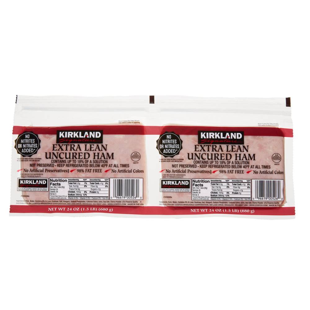 Kirkland Signature Extra Lean Uncured Ham (2 x 24 oz)