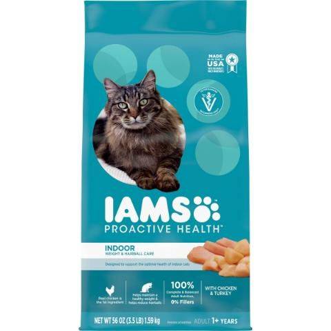 IAMS PROACTIVE HEALTH Adult Indoor Weight Control & Hairball Care Dry Cat Food with Chicken & Turkey 3.5lb