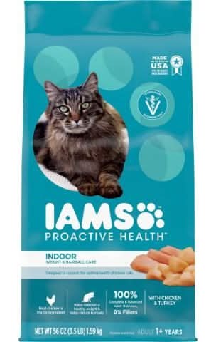 IAMS PROACTIVE HEALTH Adult Indoor Weight Control & Hairball Care Dry Cat Food with Chicken & Turkey 3.5lb