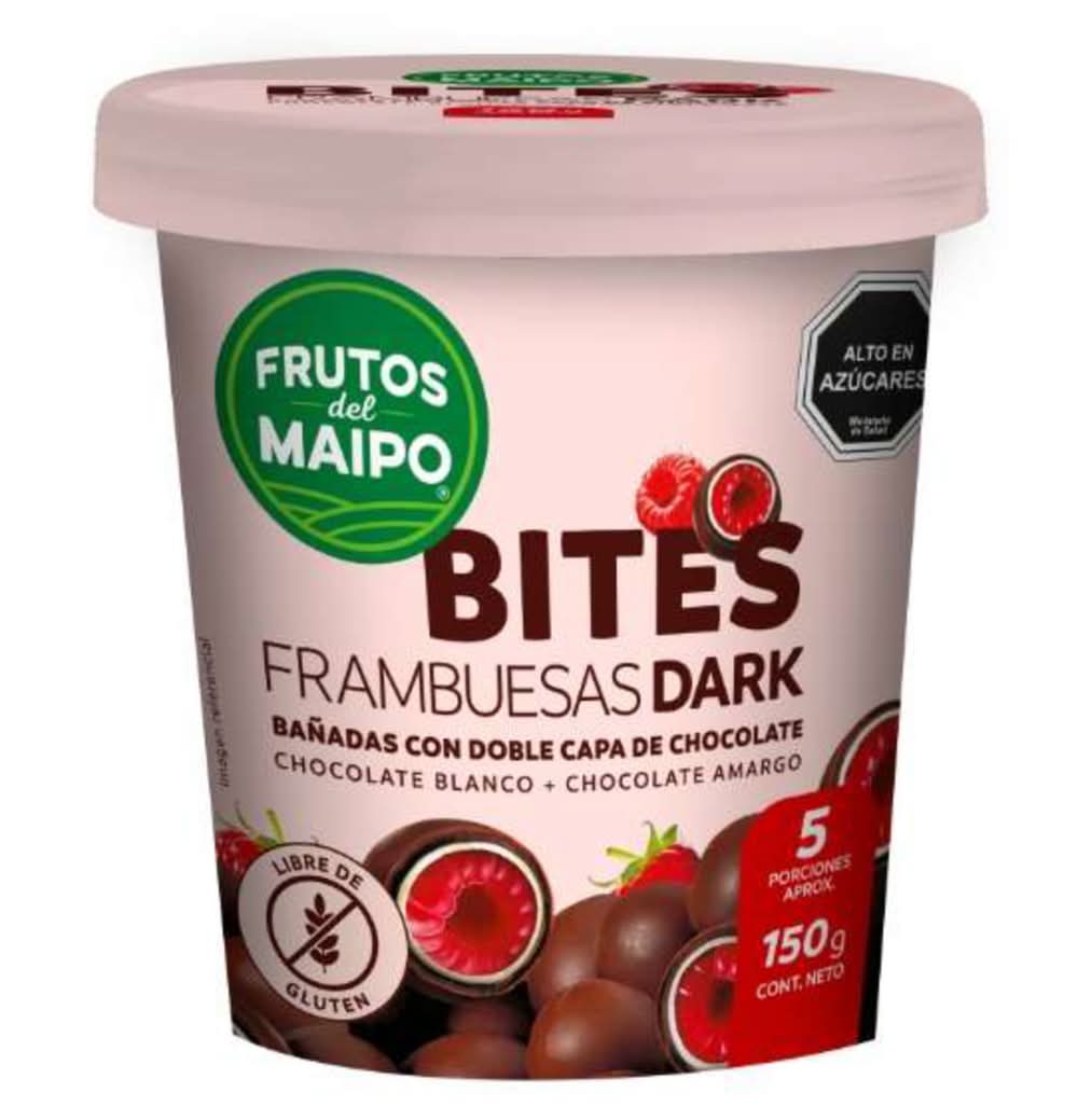 Frutos del Maipo · Bites frambuesas dark - Chocolate Blanco-Chocolate Amargo (150 g)