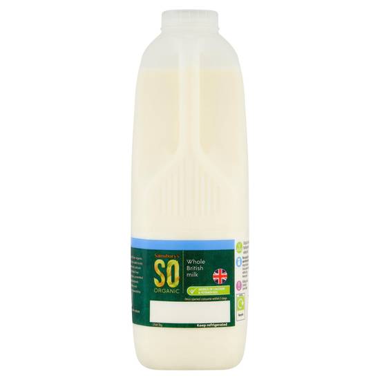 Sainsbury's British Whole Milk,  SO Organic 1.13L (2 pint)