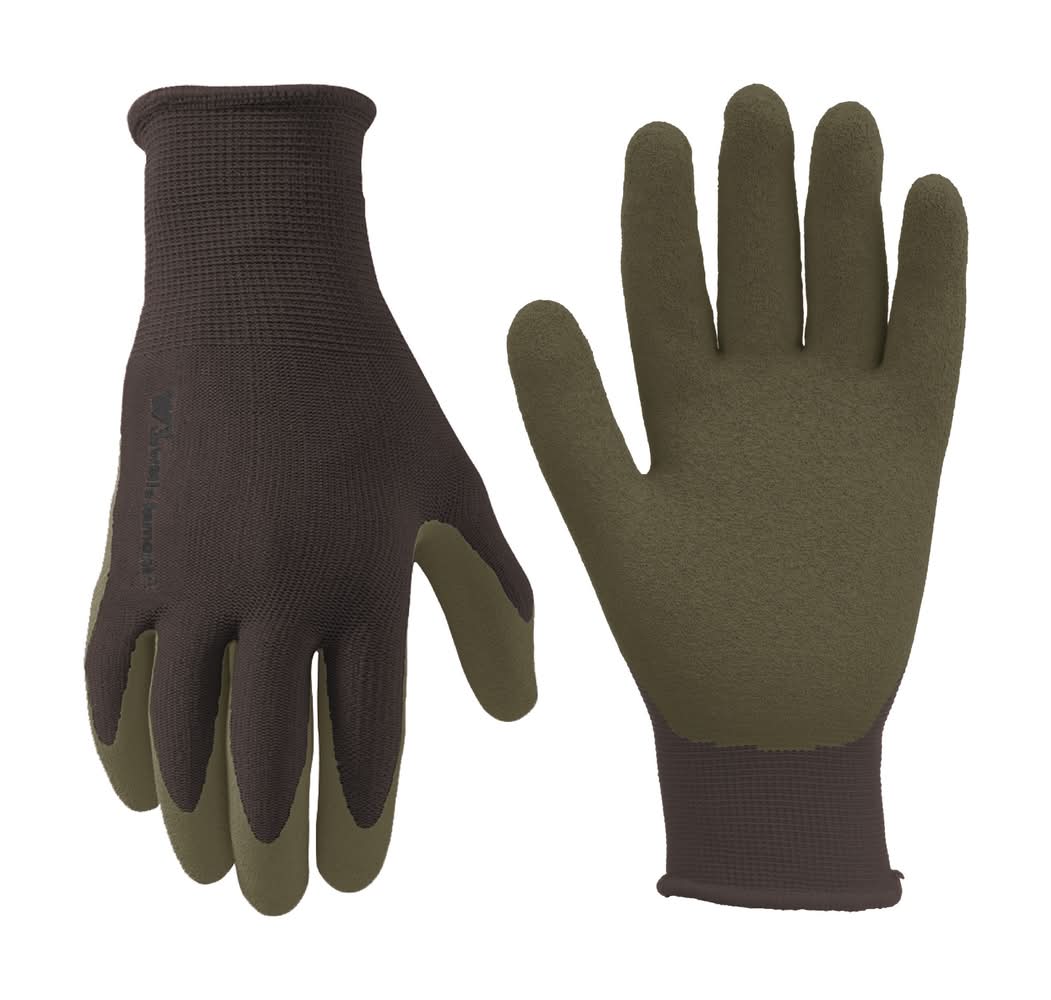 Wells Lamont Large Brown Latex dipped Polyester Gardening Gloves 1 -Pairs