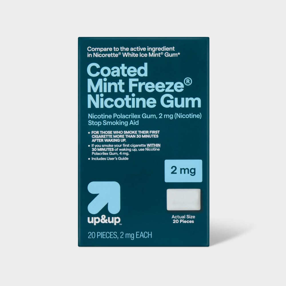 up&up 2 Mg Coated Nicotine Gums, Mint Freeze (20 ct)