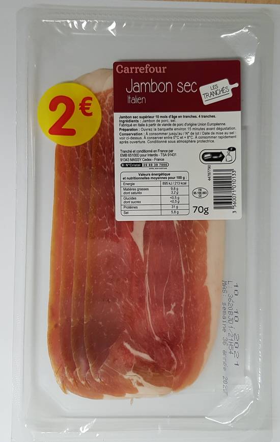 Carrefour - -Jambon sec recette à l'italienne (4 pièces)