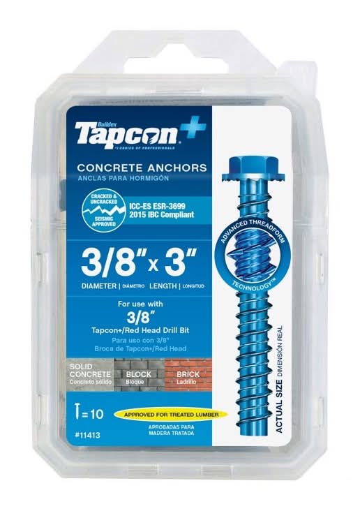 Tapcon + 3/8-in x 3-in Concrete Screw Anchors 10-Pack