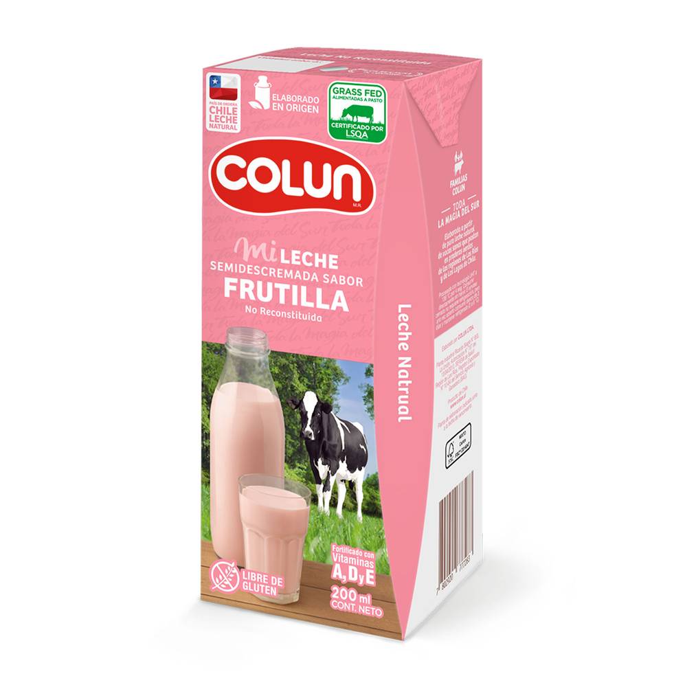 Colun leche semidescremada sabor frutilla (caja 200 ml)