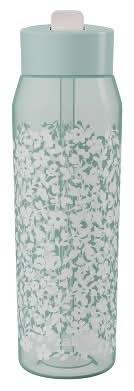 zak! Icicle Floral Manual Straw Water Bottle 32oz, Green
