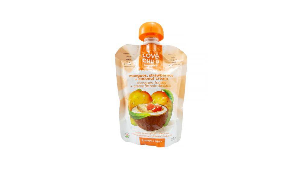 Love child organics mangue fraise crème noix de coco bio (sans gluten 128 ml) - strawberry mango ginger raisin brekky blends (128ml)