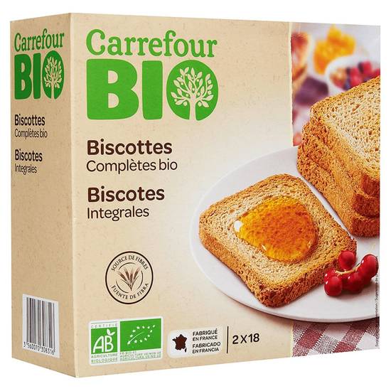 Carrefour Bio - Biscottes complètes bio (36 pièces)