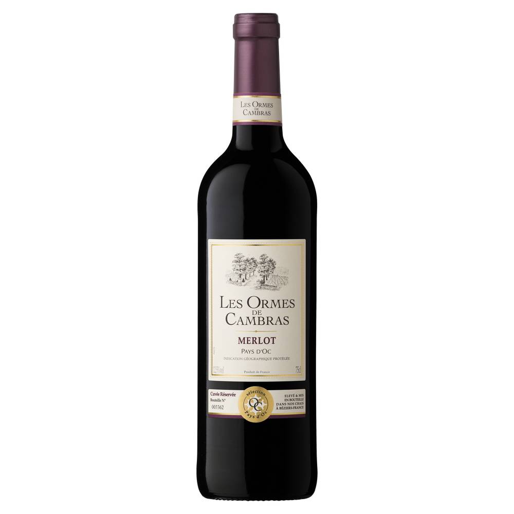 Les Ormes de Cambras - Vin rouge merlot igp pays d'oc (750ml)