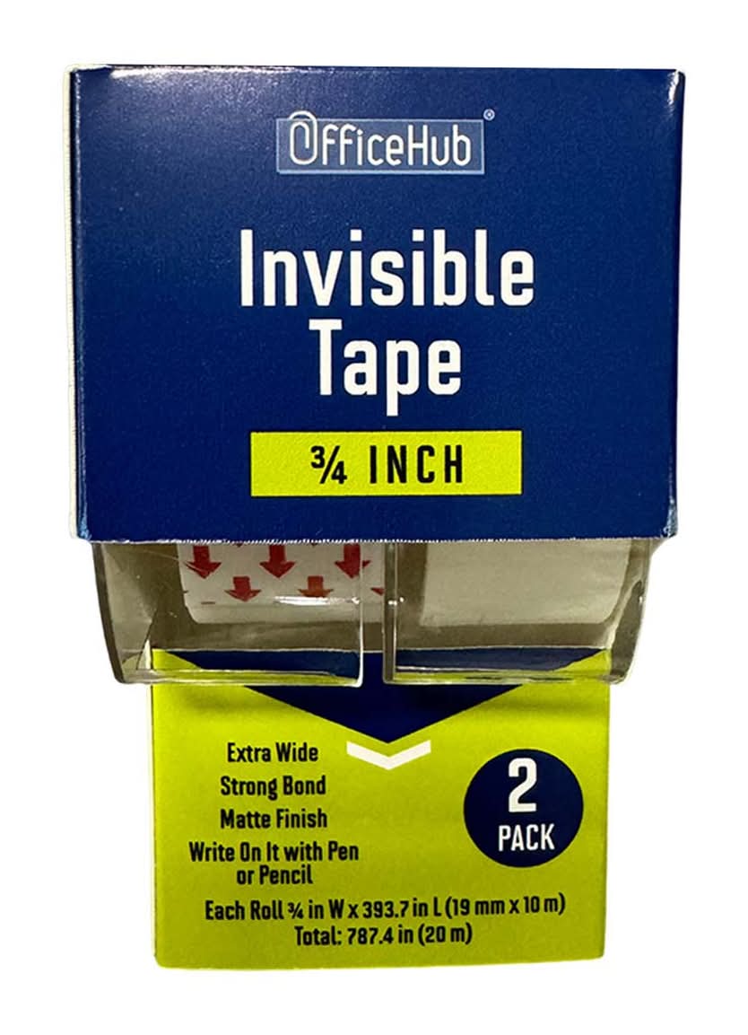 Officehub Extra Wide Invisible Tape With Dispenser 0.75x393.7 In 2 Ct