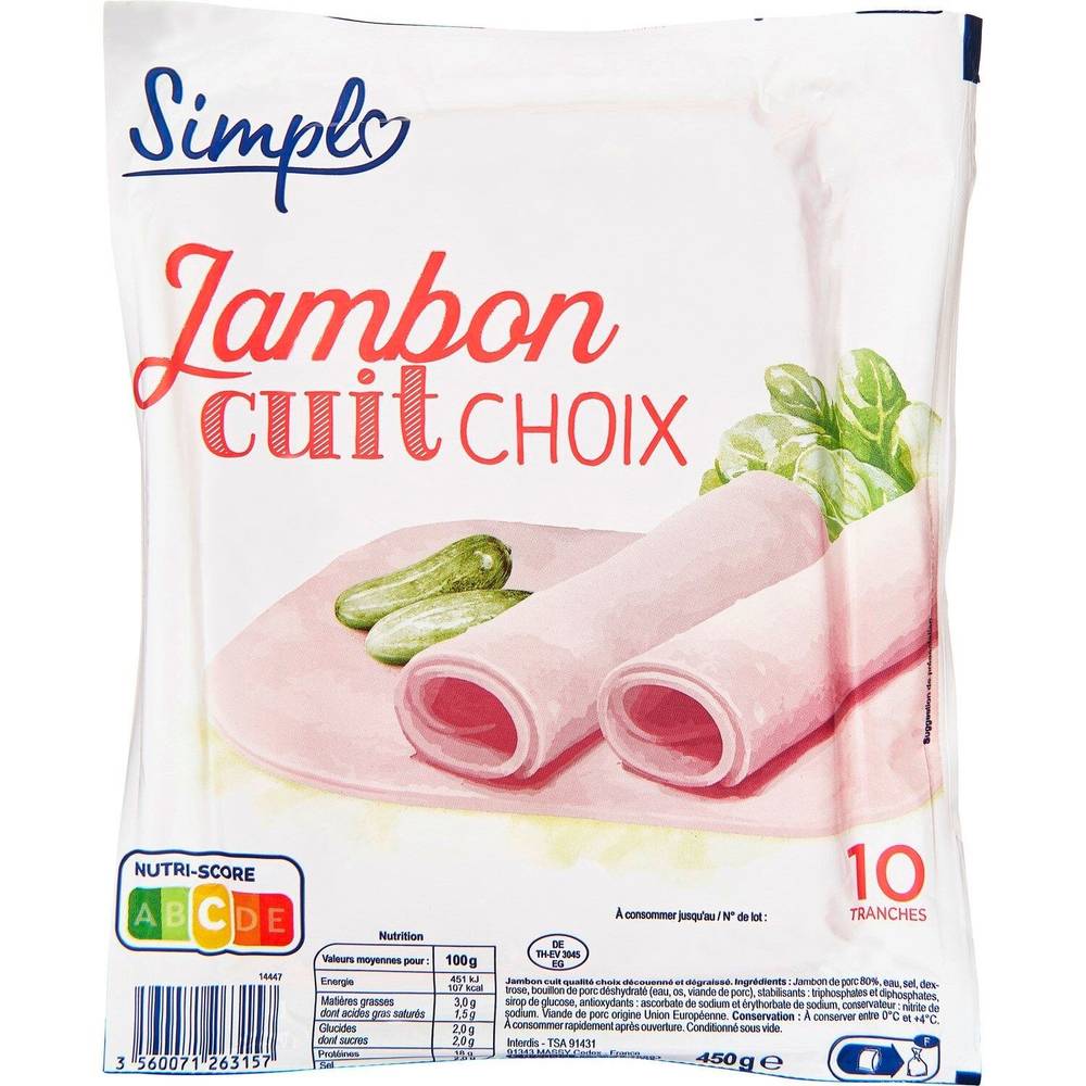Simpl - Jambon cuit choix (10 pièces)