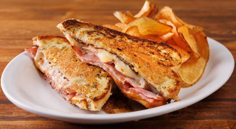 **PARM-CRUSTED GRILLED HAM AND CHEESE