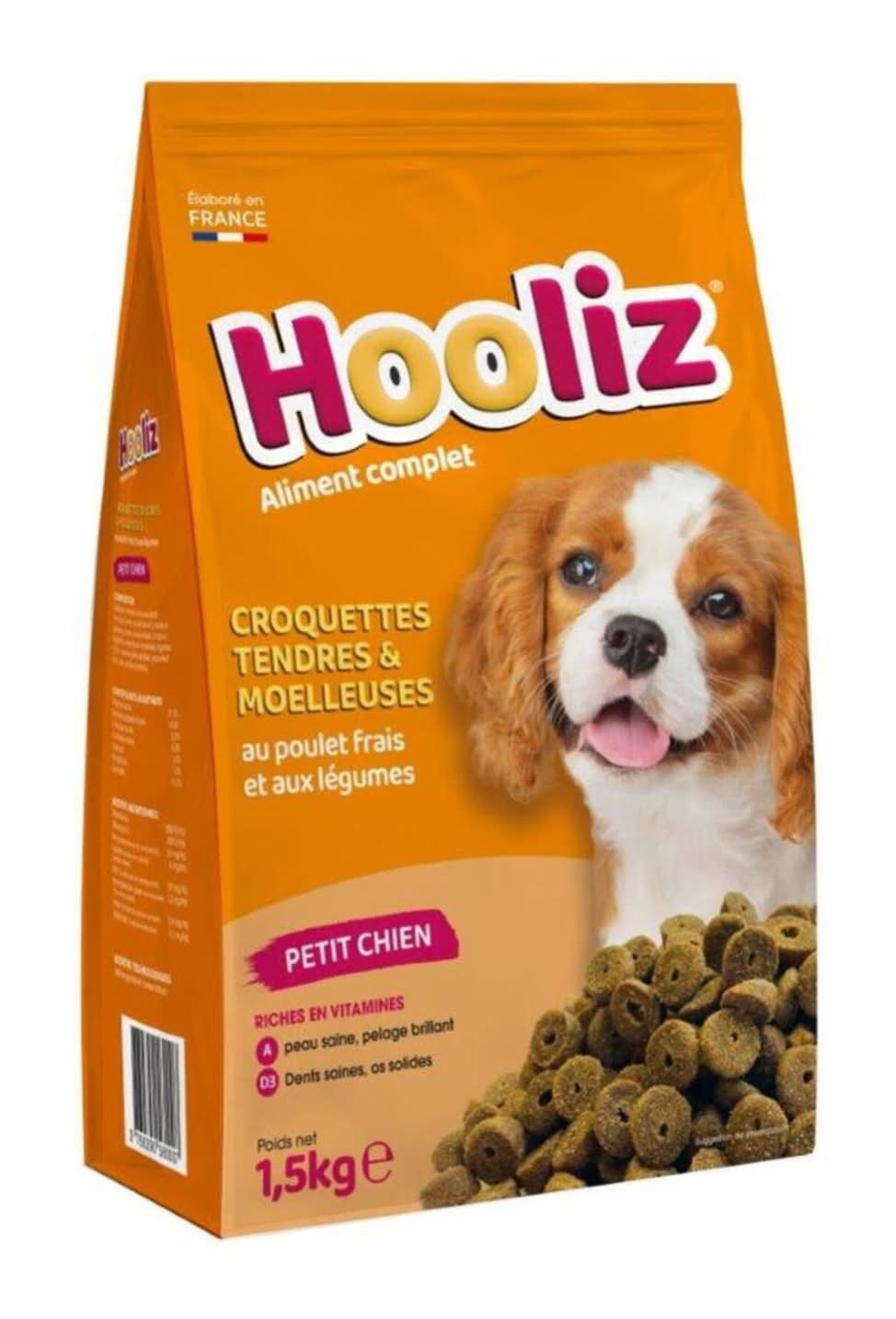Hooliz - Croquettes pour petits chiens moelleuses au poulet et légumes (1,5kg)