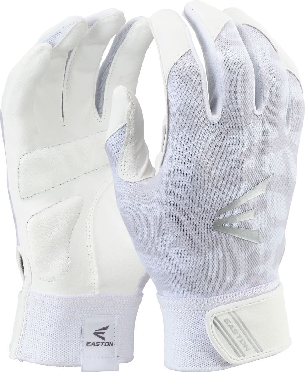 Easton Girls' Game Ready Elite Softball Batting Gloves (White, L)