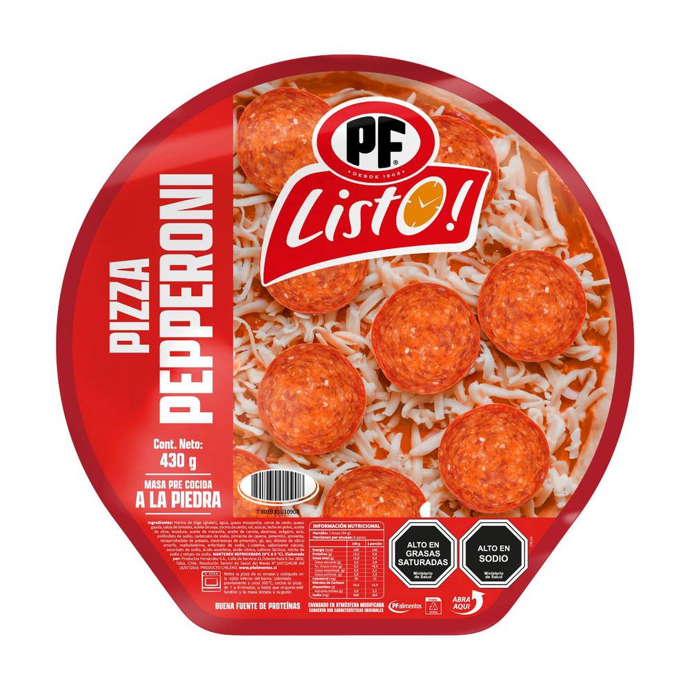 Pf listo pizza pepperoni (bandeja 430 g)