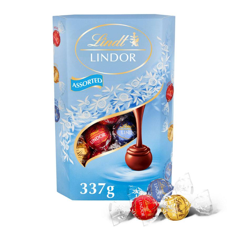 Lindt LINDOR Milk & White Assorted Chocolate Truffles Box 337g