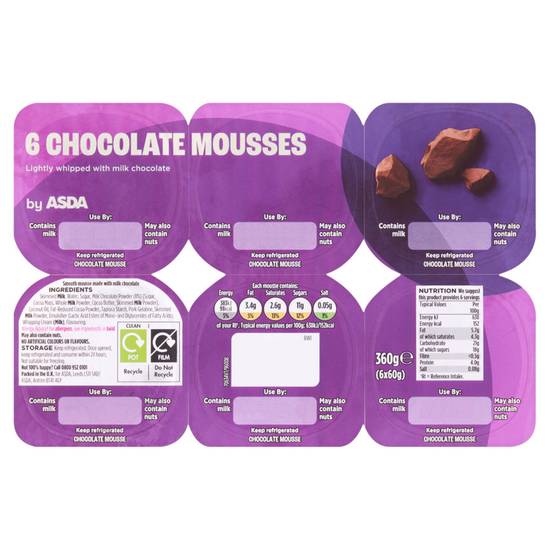 ASDA Chocolate Mousse 6x60g