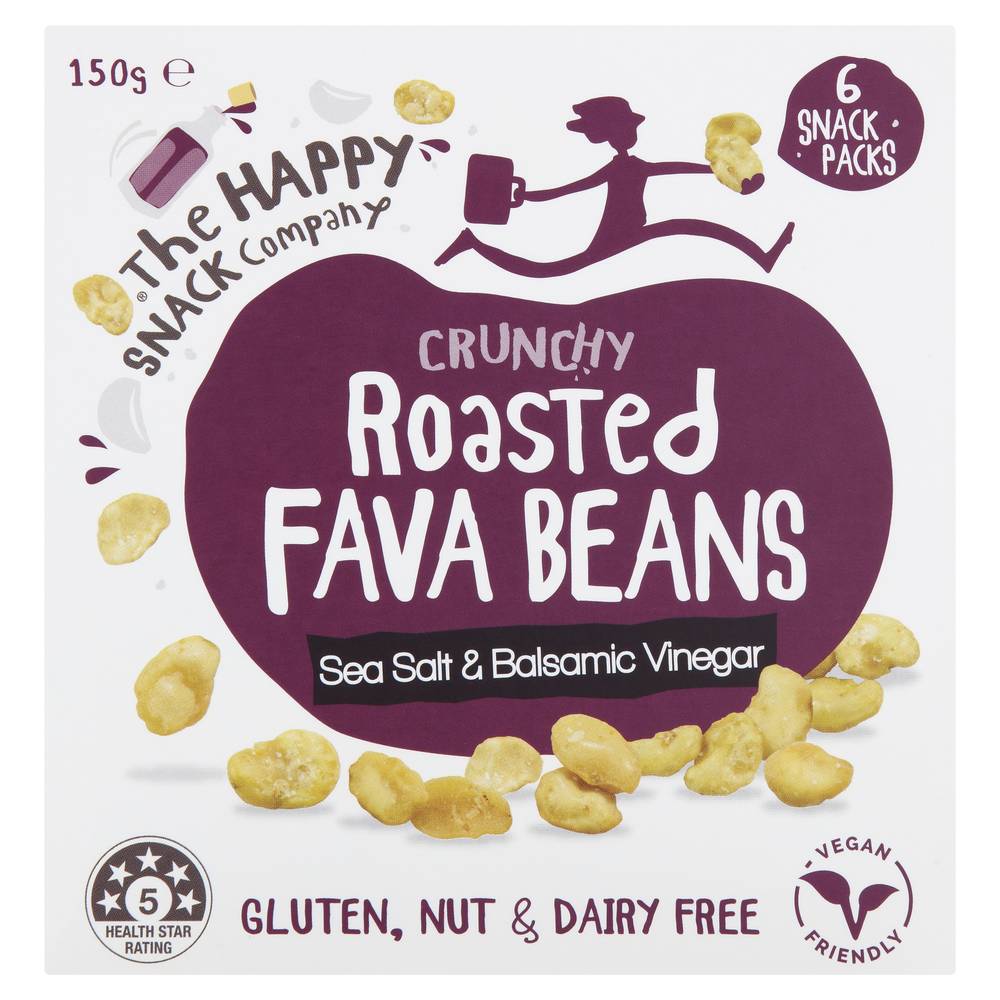 The Happy Snack Company Roasted Fava Beans, Sea Salt-Balsamic Vinegar (150g, 6 pack)