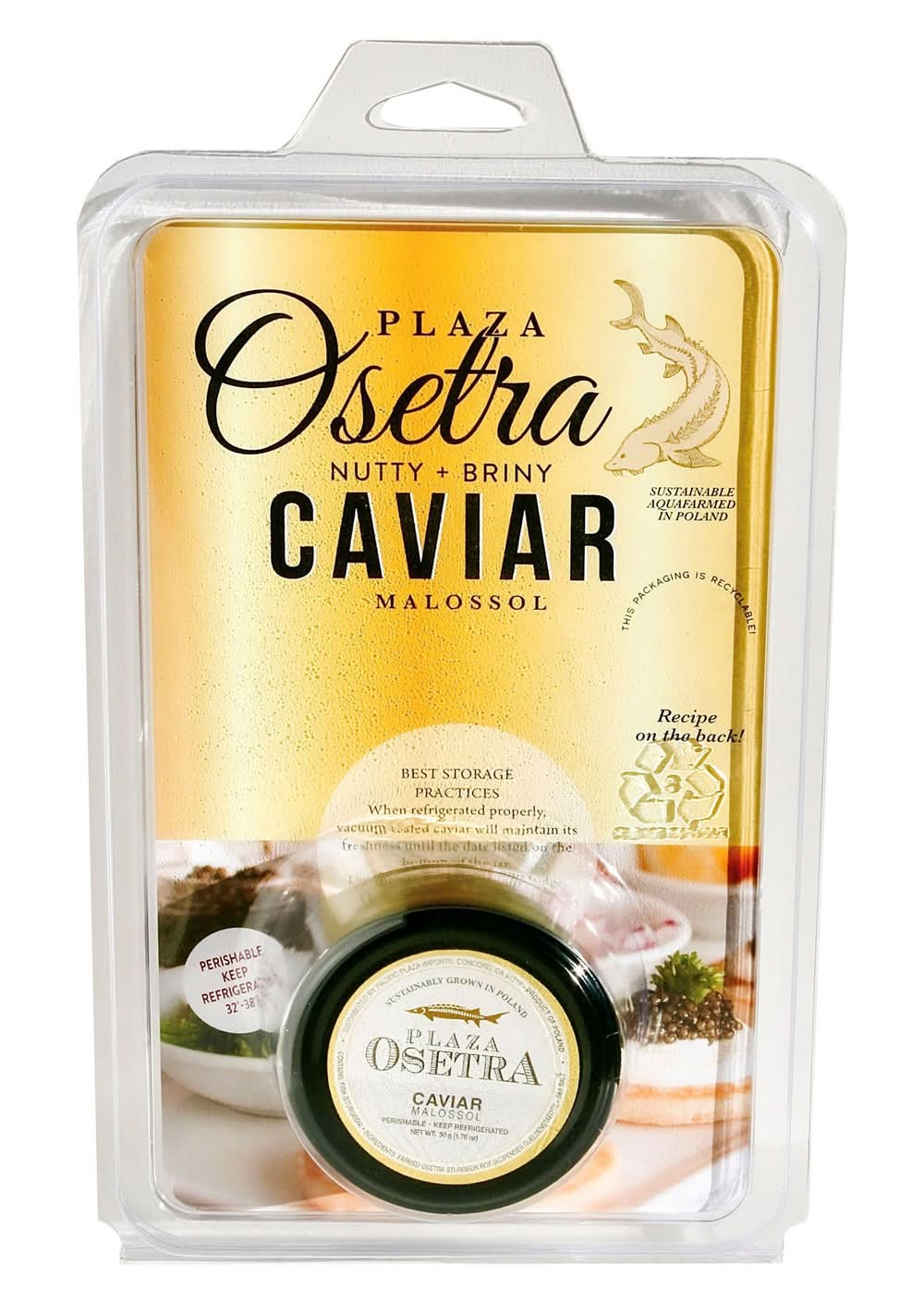 Plaza Osetra Caviar Malossol, Nutty-Briny (1.76 oz)