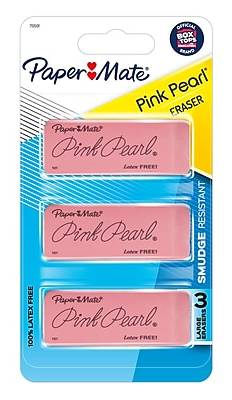 Paper Mate Pink Pearl Block Eraser, Pink, 3/Pack (70501SAN)