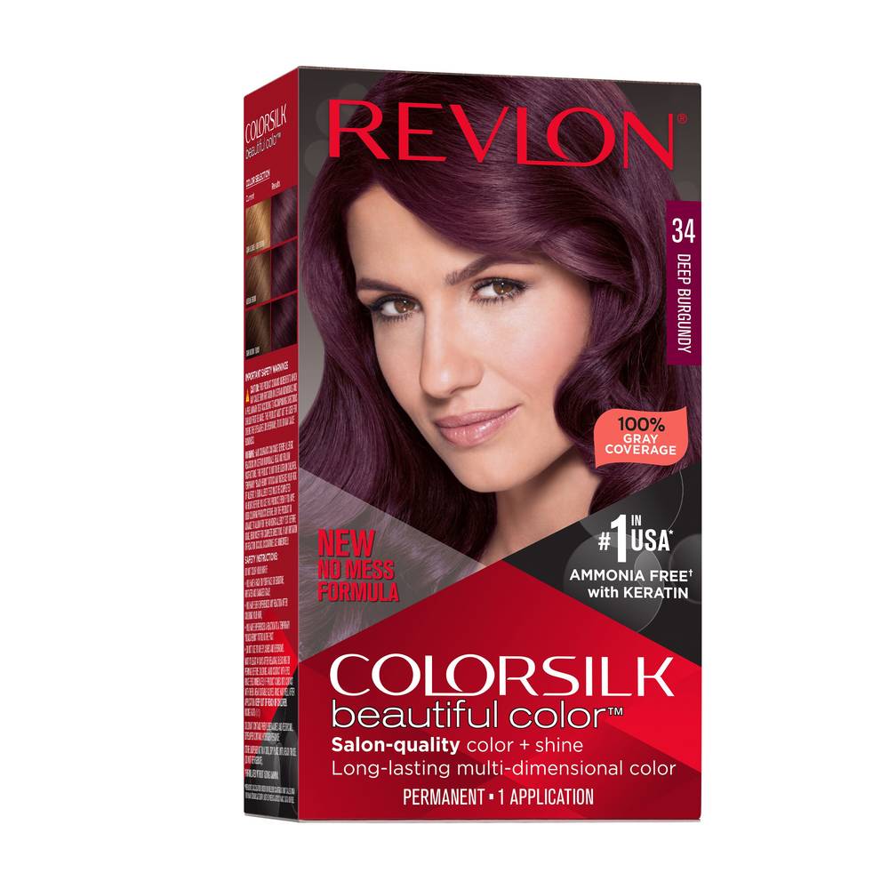 Revlon Colorsilk Beautiful Color Permanent Hair Color, 034 Deep Burgundy