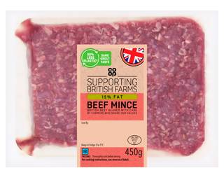 Co-op Supporting British Farms 15% Fat Beef Mince 450g