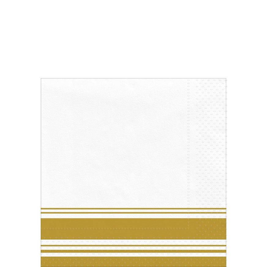 Party City Striped Border Premium Paper Beverage Napkins (gold)