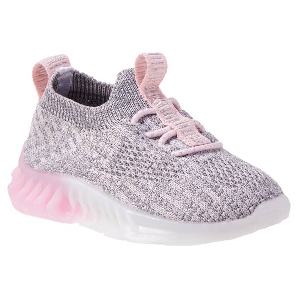 First Steps Girls Bungee Knit Sneaker, Gray, Size 6