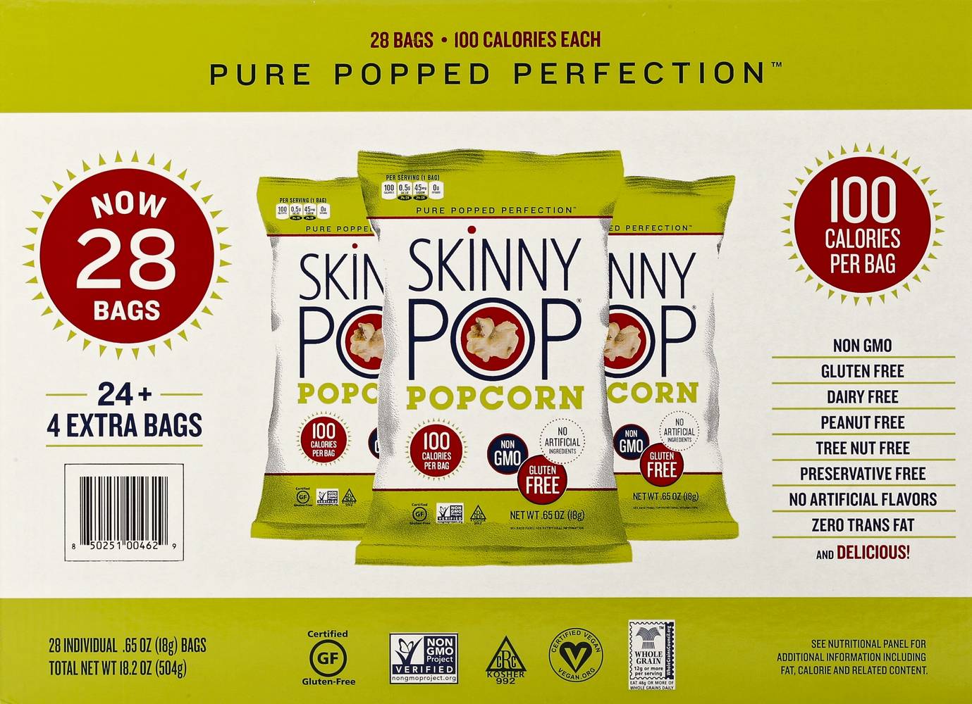 SkinnyPop Popcorn Snack Bags (0.65 oz, 28 ct)