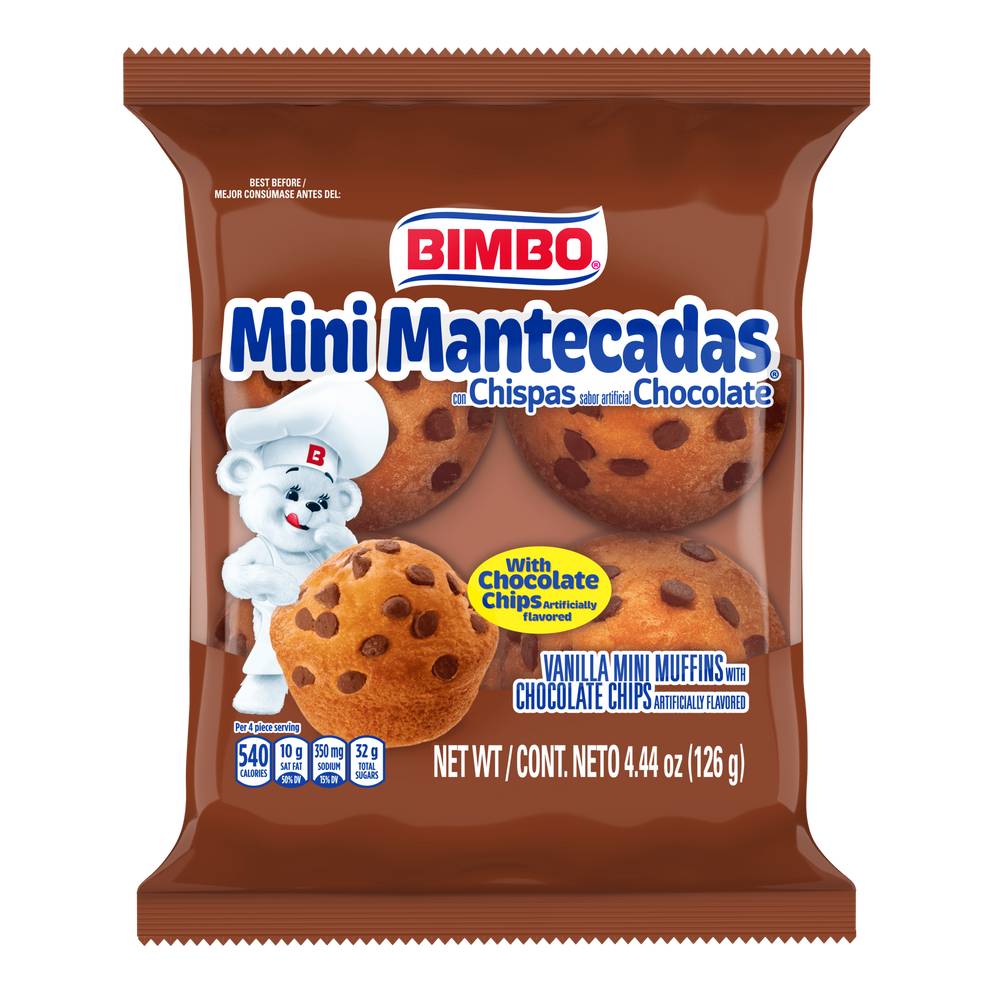 Bimbo Mini Mantecadas Muffins, Vanilla Chocolate Chip (4.6 oz)