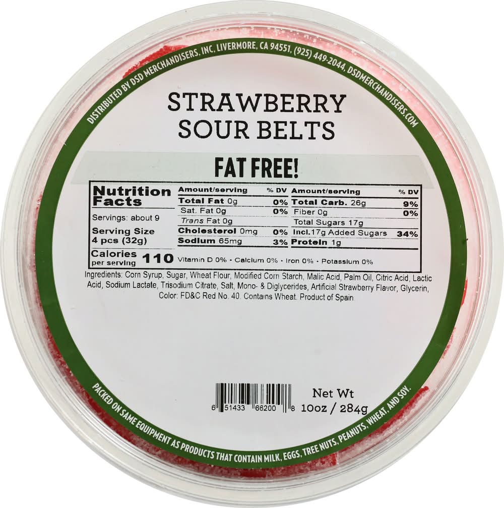 DSD Merchandisers Strawberry Sour Belts (10 oz)