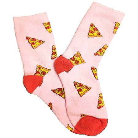 Modern Expressions Cozy Pizza Printed Socks Pink - 4-10 1.0 pr