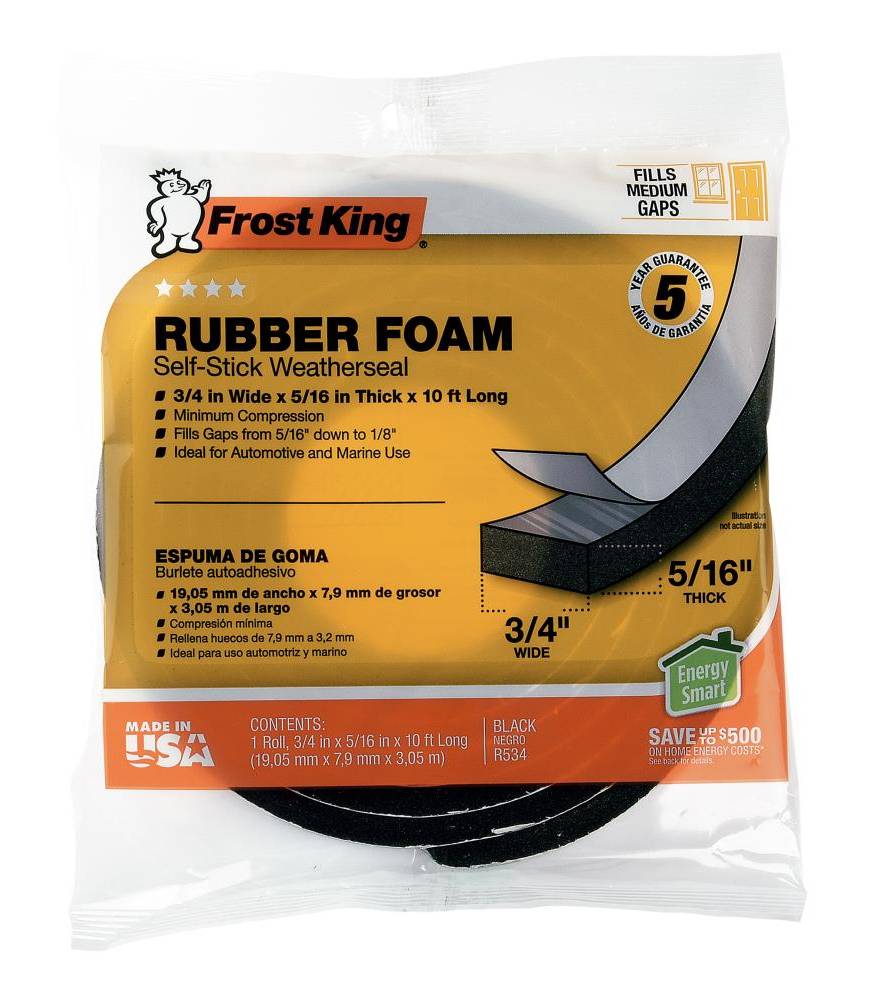 Frost King Rubber Foam Tape, 3/4” X 5/16” X 10'