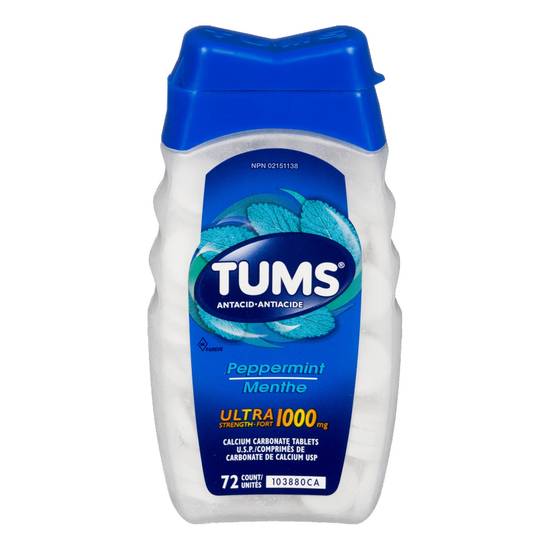 Tums Antacid-Antiacide Ultra Strength 1000 mg Peppermint Menthe Tablets (72 ct)