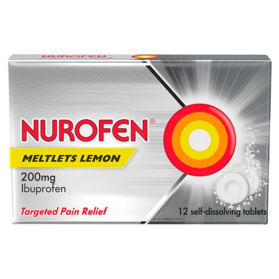 Nurofen Meltlets Lemon, 200Mg Self-Dissolving Tablets (12 pack)