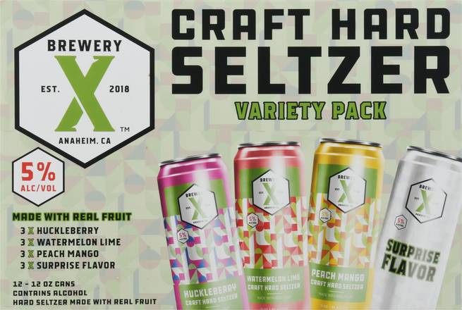 Brewery X Craft Hard Seltzer (12 pack, 12 oz) (variety pack)