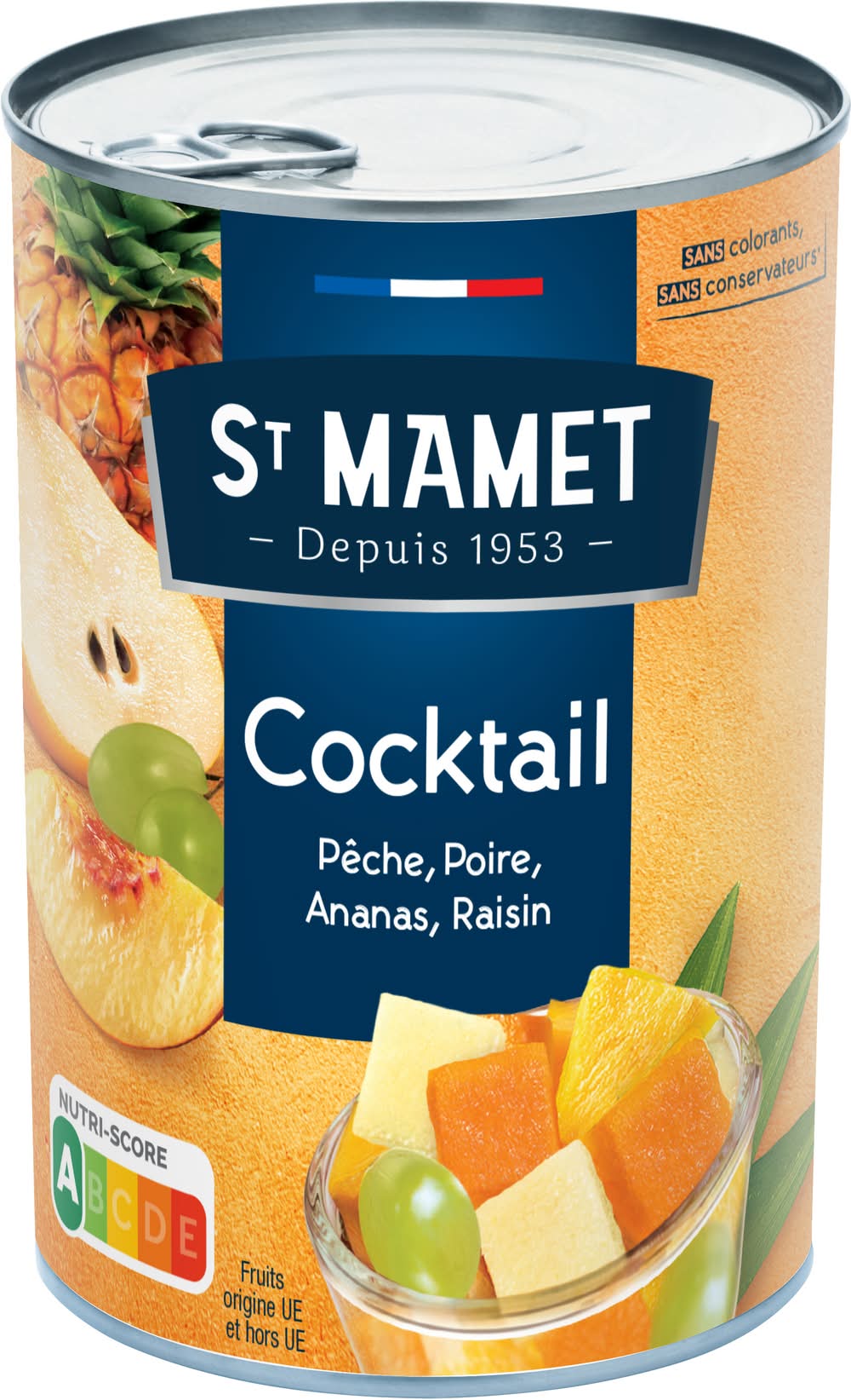 St Mamet - Cocktail de fruits pêche, poire, ananas et raisin (425g)