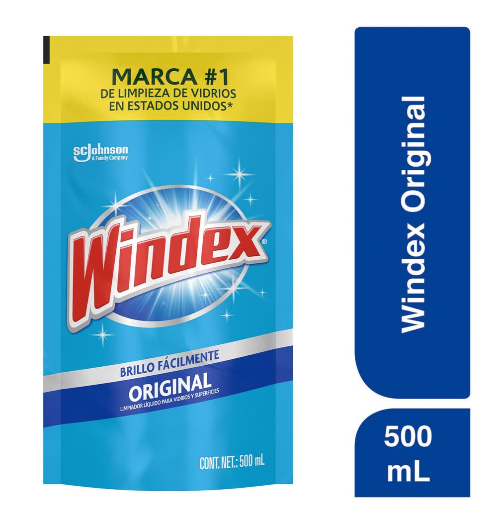 Windex · Limpiador de vidrios original refill (500 ml)
