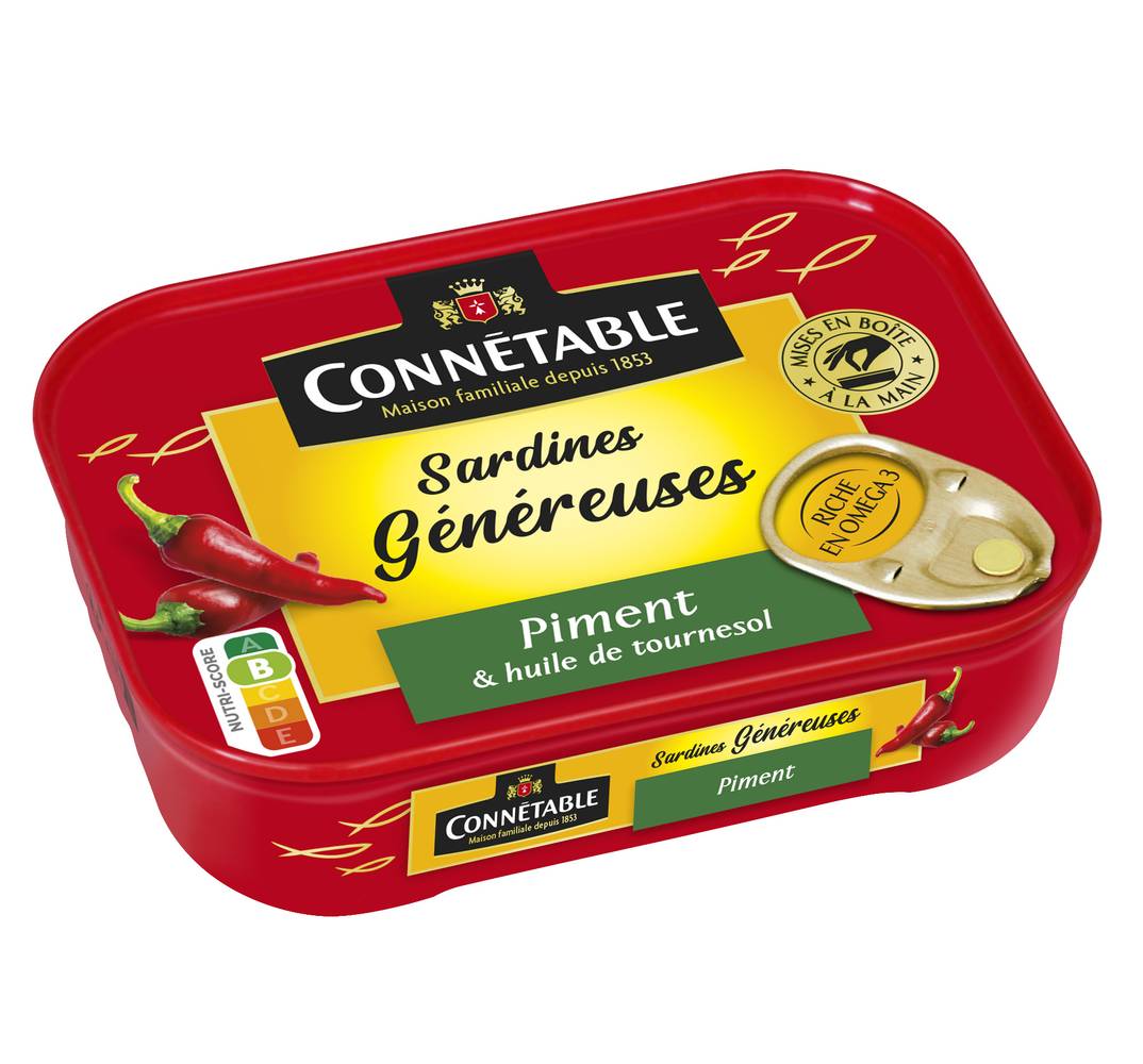 Connétable - Sardines à l'huile de tournesol et au piment (140g)